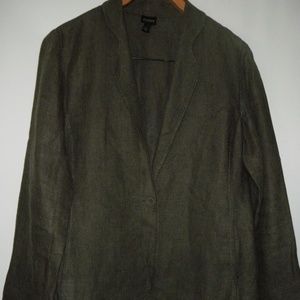 EILEEN FISHER Gray Irish Linen Stitched Blazer S